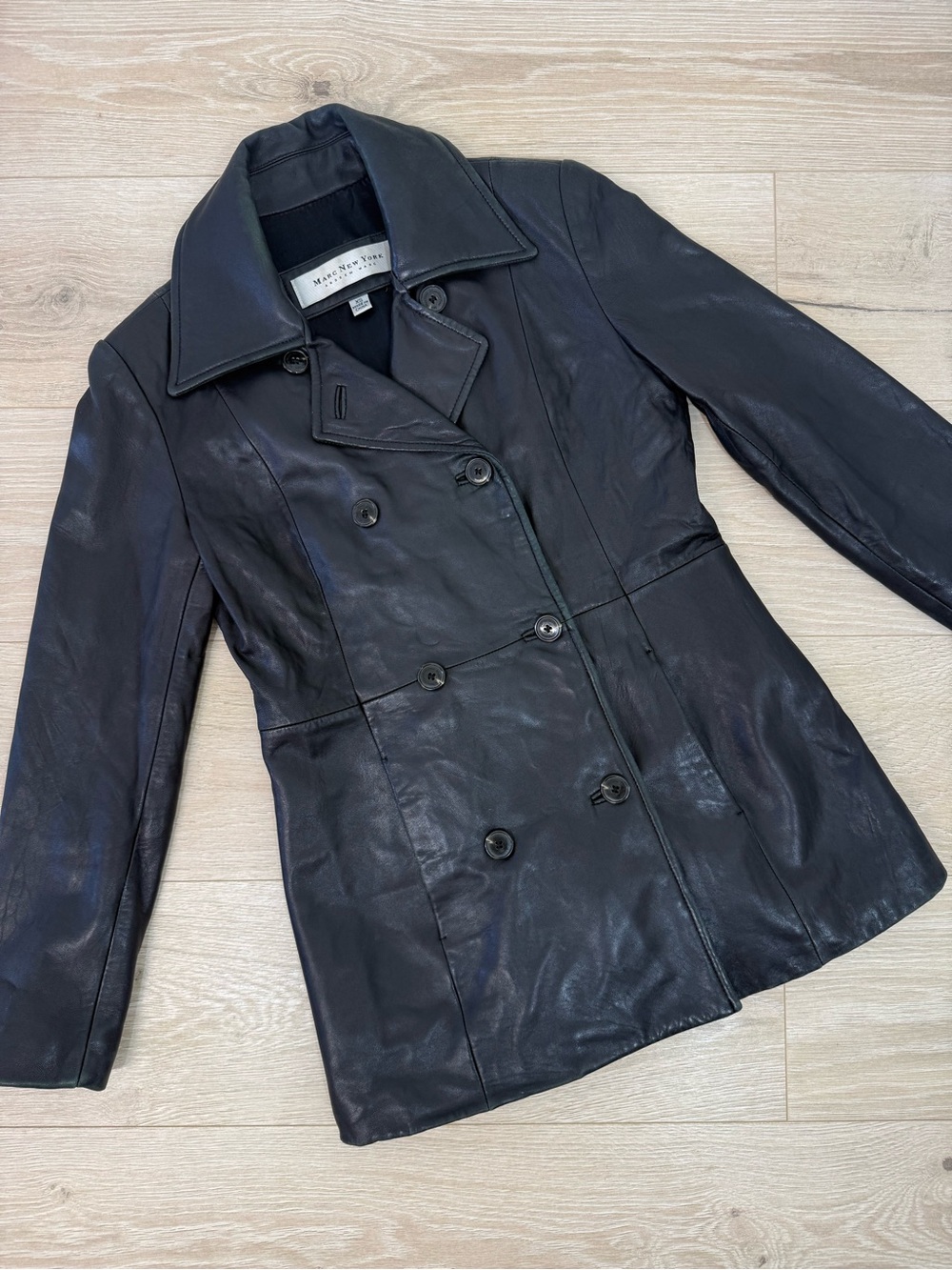 Marc New York Vintage Black Blazer Genuine Leather Coat